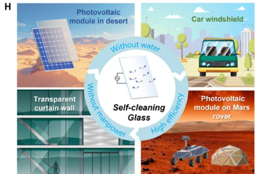 Electrically-Powered Self-Cleaning Glass: A Dust-Free Solution in Seconds