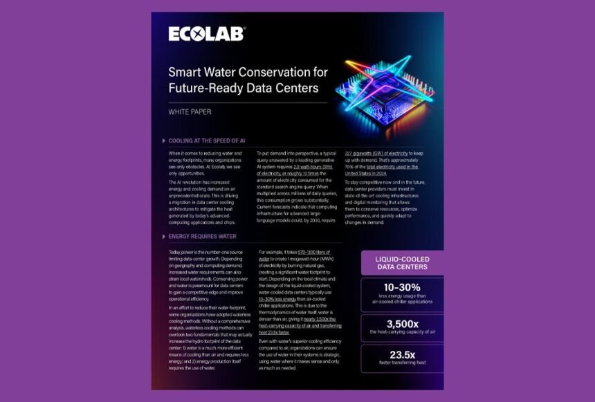 Optimizing Water Usage for Sustainable Data Centers: Insights from Ecolab’s Whitepaper Optimizing Water Usage for Sustainable Data Centers: Insights from Ecolab’s Whitepaper